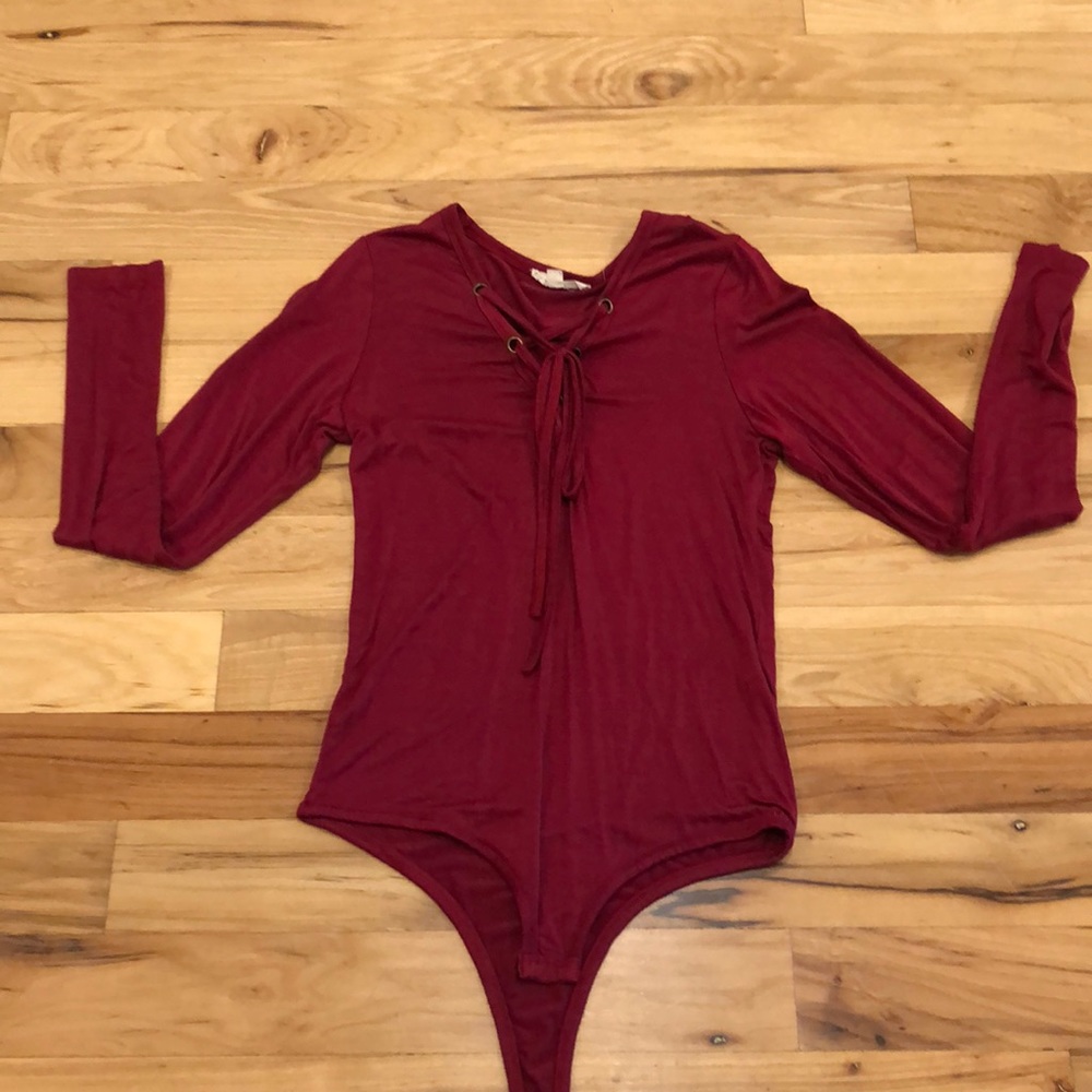 Burgundy body suit